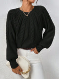 2025 New Solid Color Collar Long-Sleeved Jersey Elegant Loose Sweater