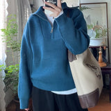 Soft Waxy Sweater Female European Fashion Loose Half Zipper Sweater Fashion Autumn And Winter Casual Versatile Top-Outfit