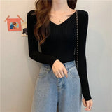 Knitted Shirt 2025 Autumn New Bottoming Shirt Slim Slim Solid Color Sweater Long Sleeves With A Short