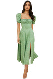 New Summer Fashion Bubble Sleeves With Open Fork Dress Dress Woman