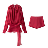 Homemade New Women's Classic Pressed Flawed Belt Design Loose Net纱 Dress