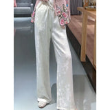 Printing High Waist And Thin Wide Legs 2023 New Senior Spring And Autumn New Style Casual Trousers Women-Outfit