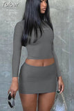 Two Piece Sets Womens Outfits T Shirt Crop Top And Mini Skirt Suit Streetwear Club Party Fit Slim Y2K Fashion Ladies