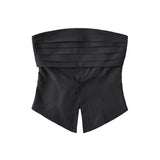 Trendy Women's Dress Spicy Girls Design Sense To Wear A Retro Sleeveless Blouse With A Solid Color Waist-Fitting Girdle And Waist.-Outfit