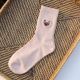 And Dog Pure Cotton Woman Harajuku Cartoon Animal Silver Dollar Manual Embroidery funny Socks & hosiery women Autumn