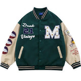 Retro Letter Embroidery Jackets Coats Women's Street Hip Hop Heavy Industry Baseball Uniform Couple Trend Loose