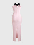 Purely Famous Temperament Banquet Small Dress French High-End Bow Tight Waist Shoulder