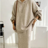 Chic Autumn And Winter Loose Large-Size Knitted Sweater + Half-Body Dress Two