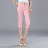 Denim Jeans Shorts omen's Capris Skinny Jeans Pants Female Knee Length Stretch Slim Capri Jeans Women Candy Color