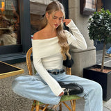 Toloer Women's Fall 2024 New Fashion Hot Girl Street Style Sexy One Word Shoulder Temperament Slim