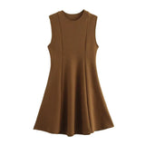 Women's Spring 2025 New Sleeveless Round-Necked Knitted Skating Dress Mini