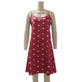 Toloer Beautiful Back Thin Home Clothes Sexy Halter Short Skirt Love Cartoon Cute Print Pajamas-Outfit