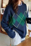 Vintage Argyle Pullover Sweater-Outfit