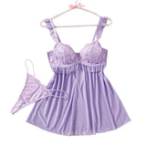 Yarn Pajamas Set Fashion Sexy Bra Steel Ring Gathered Thin Cup Seduced
