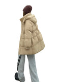 Hooded Waist Down Jacket Female 2024 Winter Sweet And Thick White Duck Velvet Show Thin Small Pie To Overcome The Coat Tide-Outfit
