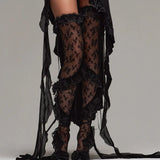 Women's Y2K American Reto Hotsweet Summer Lace Thigh High Socks Sheer Ruffle Floral Stockings Socks Lady Girls-Outfit