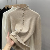 Care Fine Wicked Striped Collar Long-Sleeved Shirt Women's Autumn And Winter New Overlays Thick Shirt Coat