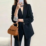 Toloer Small Suit Jacket Female 2024 New Autumn Korean Version Of The British Wind Loose Temperament Foreign Fashion-Outfit