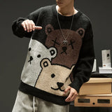 Cartoon Bear Sweater Men's Winter Men's Women's Fashion Long-sleeved Knitted Pullover Sweater Oversized 2021 New Cotton