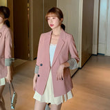 Spring And Summer New Korean Solid Color Small Suit Jacket Women's Casual Loose Coat Temperament Small Fragrant Style Suit Trend-Outfit