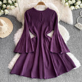 High-End Knitted Dress Women Autumn And Winter Royal Sister Temperament Dating Short Skirt French Waist Sweater