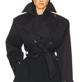 Temperament Long-Sleeved Solid Color Waist Thin Coat 2025 New High-End Fashion Wind Coat