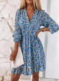 Temperament Commute Pullover Print Short Sleeve Puff Mid-waist Floral