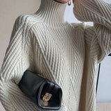 Autumn Winter Thick Turtleneck Sweater Za Women Knitted Oversized Pullover Blouse Long Sleeve Casual Jumper Soft Warm Femme