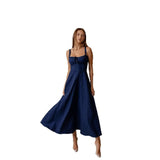 Suspension Dresses 2025 Summer Fashion Sexy Roll-Sleeveless Denimable Dresses For