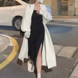 Waxy Knitted Cardigan Women's Autumn And Winter New Loose Large Size Thin And Lazy Style Imitation Mink Velvet Long Coat-Outfit