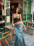 Lace Bustier Patchwork Double Strap Top-Outfit