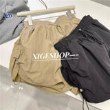 Shorts Women Summer Spicy Girl High Waist Loose A-line Versatile Wide Leg Drawstring Quick Dried Casual Short Pants-Outfit
