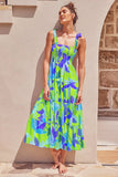 Summer Women's New Commuting Sleeveless Hot Girl Prints Long Sling Dress