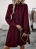 Autumn And Winter New Trend Pure Color Collar Single Row Buckle Long-Sleeved Women's Fashion Long