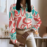 Patchwork Casual Shirt Blouse Woman Autumn Fashion Button Long Sleeve Shirts For Women 2023 White Print Office Top Femme-Outfit