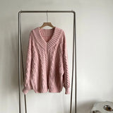 Women's Twist Lantern Sleeve Oversized Knit Sweater Winter Thicken Loose