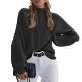 2025 New Loose Half-High Collar Knitwear Women's Solid Color Turtleneck