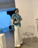 Deer Jacquard Hooded Knitting Zipper Cardigan-Outfit