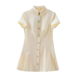 Spring Shirt Style Slim Mini Dress 2674870-Outfit