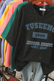 100% Cotton M-6XL T Shirt Letter Print 90S Tshirt Short Sleeve Women's Top Summer Couple O Neck Oversized T