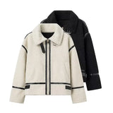 Winter New Women's Street Fashion Locomotive Lamb Wool Coat W091