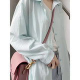 Linen Sun Protection Shirts Women Summer Loose Thin Long Sleeve Lapel Tops Korean Streetwear All-Match Buttons Blouse-Outfit