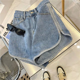 Shorts Women's Summer 2023 New Design Sense Circular Arc Color Wrap Edge Loose Long And Wide Leg Hot Pants-Outfit
