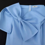 T900l Dical Collar Bow Dress Loose Comfortable Big Skirt A Dress