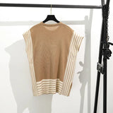 Simple Splicing Loose Short-Sleeved Knitting Top High Waist Thin Leg Pants Two