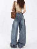 Toloer Wide-Leg Jeans Female Autumn 2024 New High Waist Loose Show Thin Feeling Straight Floor