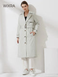 Wixra Womens Long Trench Jackets Full Sleeve Singled Breasted With Sashes Coat 2021 Autumn Chic Lady Windbreaker
