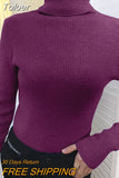 Women Casual Soft Cashmere Elastic Sweaters Turtleneck Slim Knit Pullovers For Women Solid Jumpers
