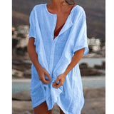 Slim Fit Multi-color Mid-length Loose Solid Short Sleeve
