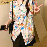 Japan Kawaii Anime Cartoon Cute Button Up Shirts Men Women Fashion Summer Beach Short Sleeve Tops Loose Casual Large